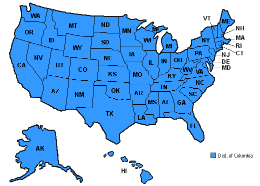 Clickable map of the U.S.